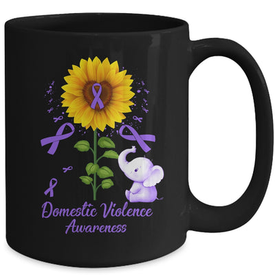 Elephant Purple Ribbon Domestic Violence Awareness Sunflower Mug | teecentury