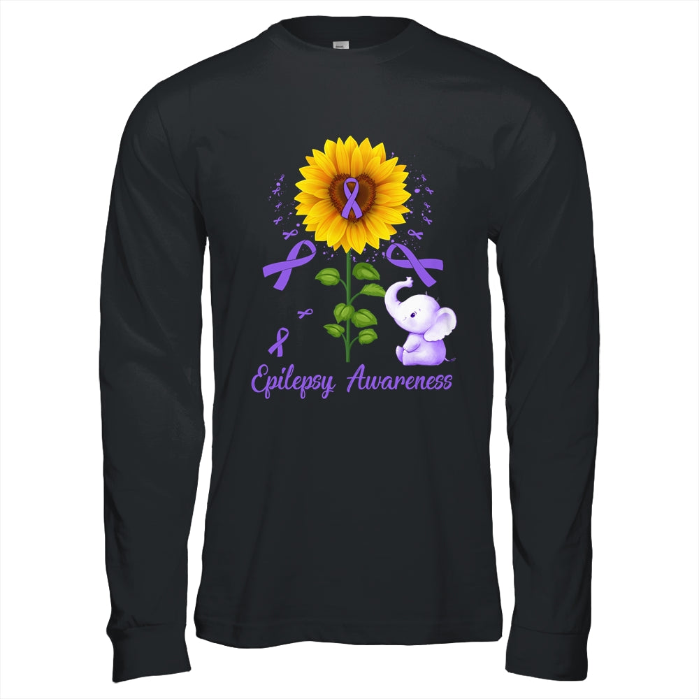 Elephant Purple Ribbon Epilepsy Awareness Sunflower Shirt & Hoodie | teecentury