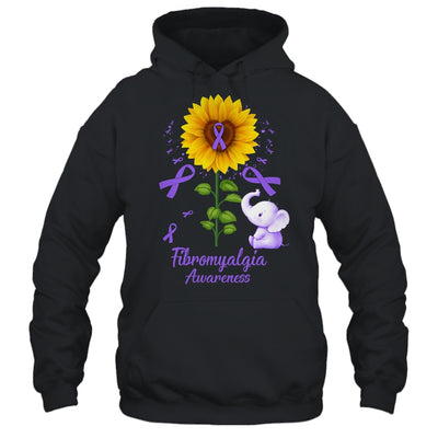 Elephant Purple Ribbon Fibromyalgia Awareness Sunflower Shirt & Hoodie | teecentury