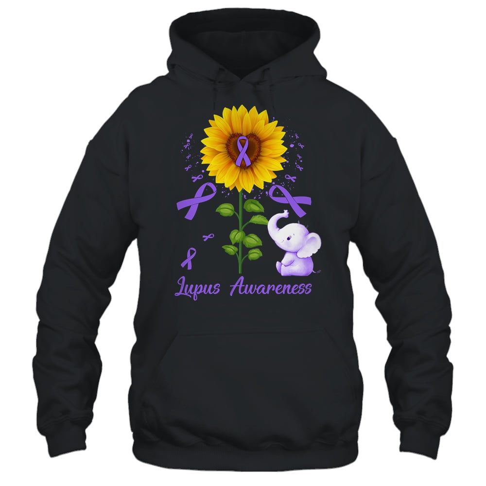 Elephant Purple Ribbon Lupus Awareness Sunflower Shirt & Hoodie | teecentury
