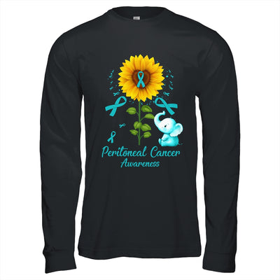 Elephant Teal Ribbon Peritoneal Cancer Awareness Sunflower Shirt & Hoodie | teecentury