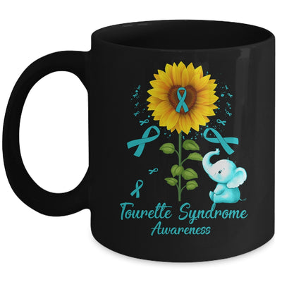 Elephant Teal Ribbon Tourette Syndrome Awareness Sunflower Mug | teecentury