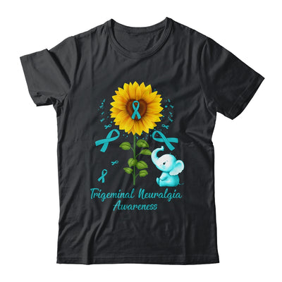 Elephant Teal Ribbon Trigeminal Neuralgia Awareness Sunflower Shirt & Hoodie | teecentury