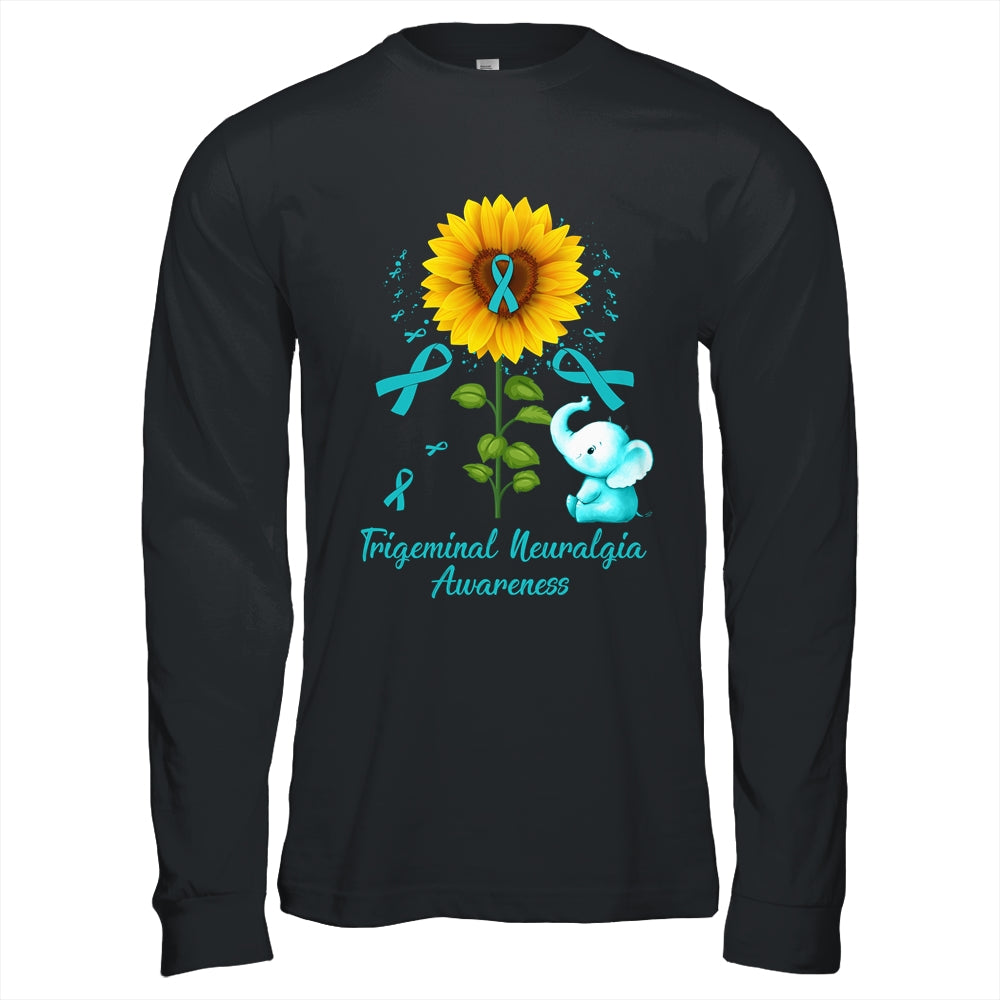 Elephant Teal Ribbon Trigeminal Neuralgia Awareness Sunflower Shirt & Hoodie | teecentury