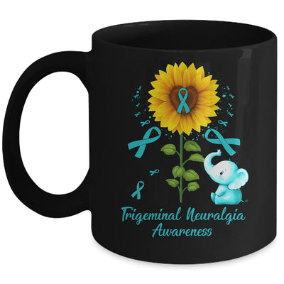 Elephant Teal Ribbon Trigeminal Neuralgia Awareness Sunflower Mug | teecentury