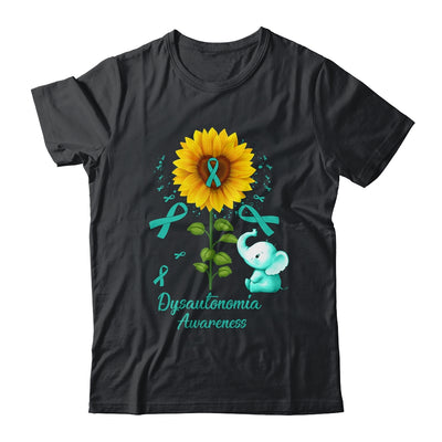 Elephant Turquoise Ribbon Dysautonomia Awareness Sunflower Shirt & Hoodie | teecentury