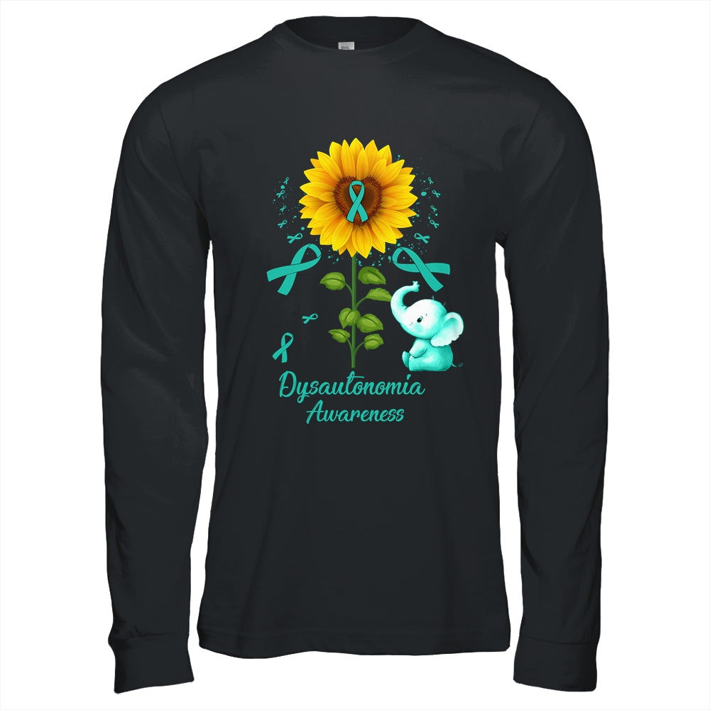 Elephant Turquoise Ribbon Dysautonomia Awareness Sunflower Shirt & Hoodie | teecentury