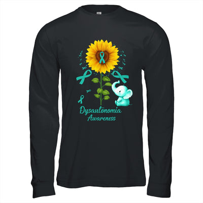 Elephant Turquoise Ribbon Dysautonomia Awareness Sunflower Shirt & Hoodie | teecentury