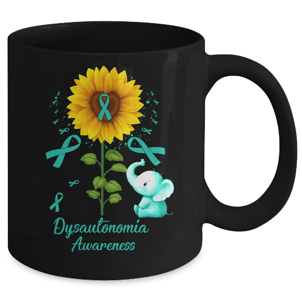 Elephant Turquoise Ribbon Dysautonomia Awareness Sunflower Mug | teecentury
