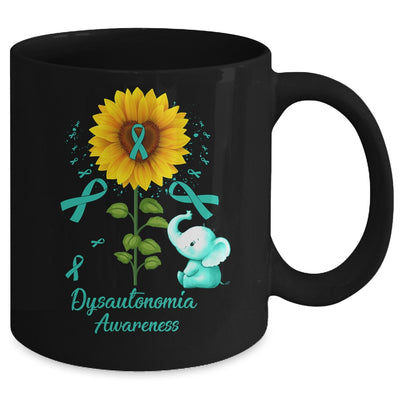 Elephant Turquoise Ribbon Dysautonomia Awareness Sunflower Mug | teecentury