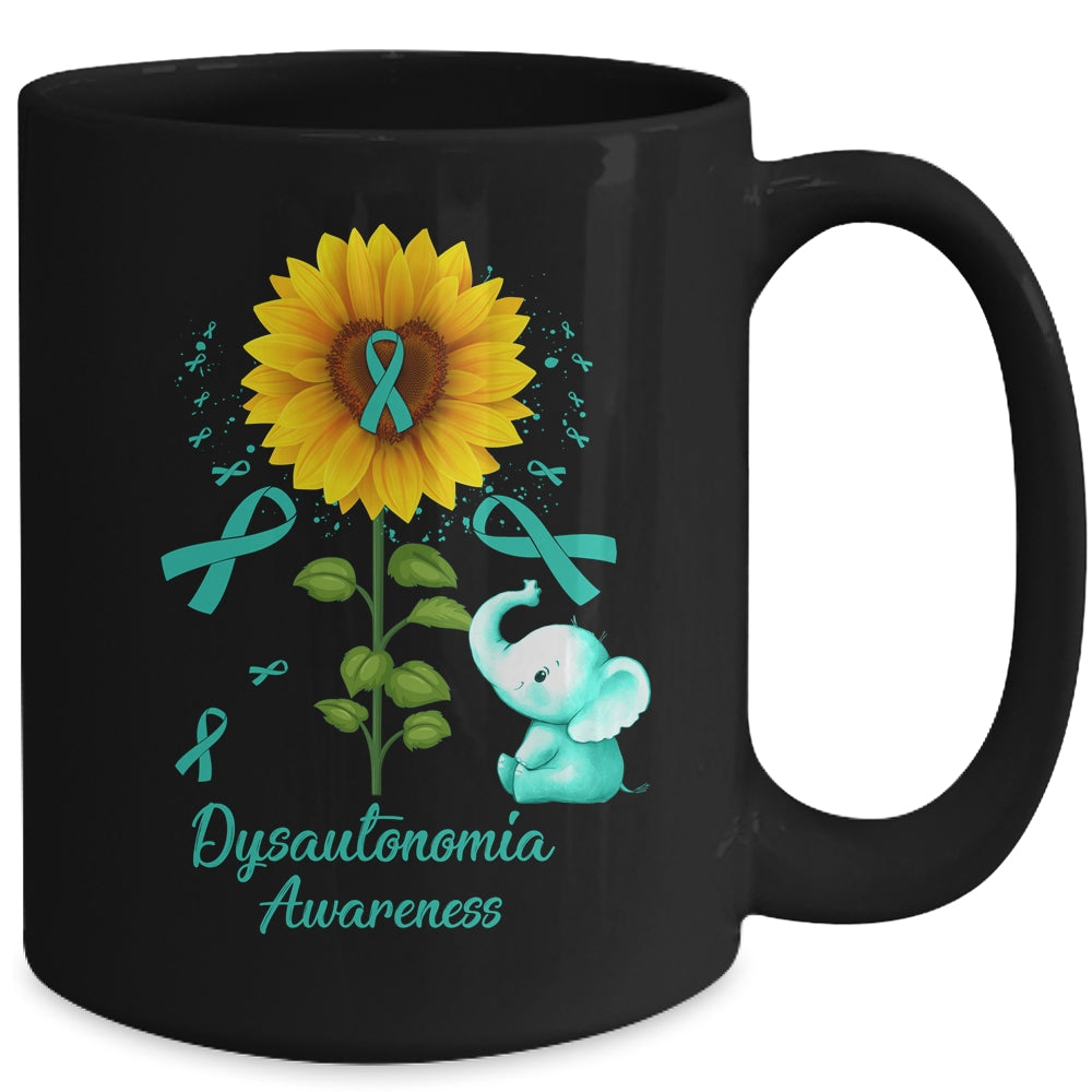 Elephant Turquoise Ribbon Dysautonomia Awareness Sunflower Mug | teecentury