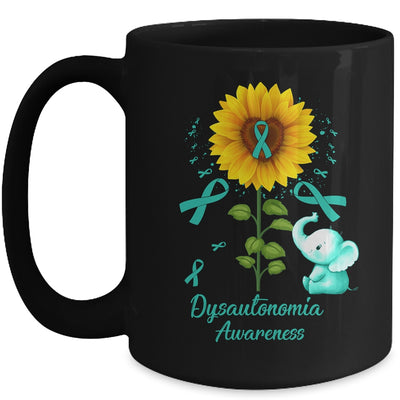 Elephant Turquoise Ribbon Dysautonomia Awareness Sunflower Mug | teecentury