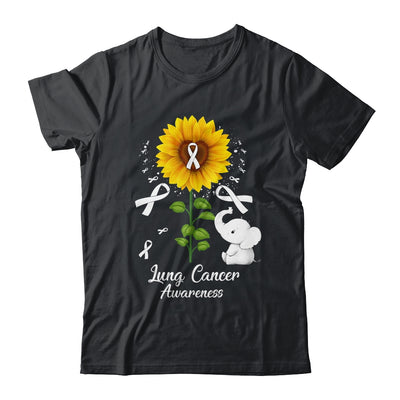 Elephant White Ribbon Lung Cancer Awareness Sunflower Shirt & Hoodie | teecentury