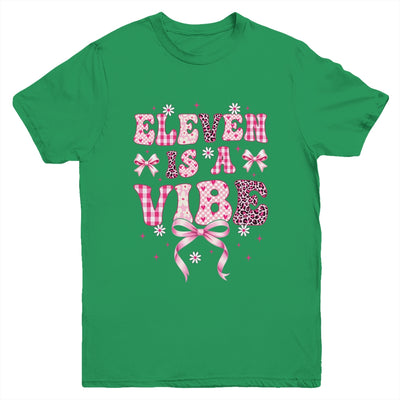 Eleven Is A Vibe Groovy 11th Birthday Girl Coquette Bow Youth Shirt | teecentury