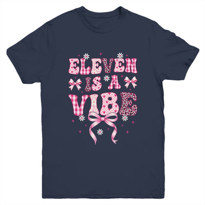 Eleven Is A Vibe Groovy 11th Birthday Girl Coquette Bow Youth Shirt | teecentury