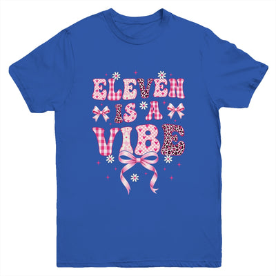 Eleven Is A Vibe Groovy 11th Birthday Girl Coquette Bow Youth Shirt | teecentury