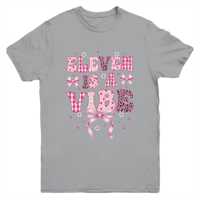 Eleven Is A Vibe Groovy 11th Birthday Girl Coquette Bow Youth Shirt | teecentury