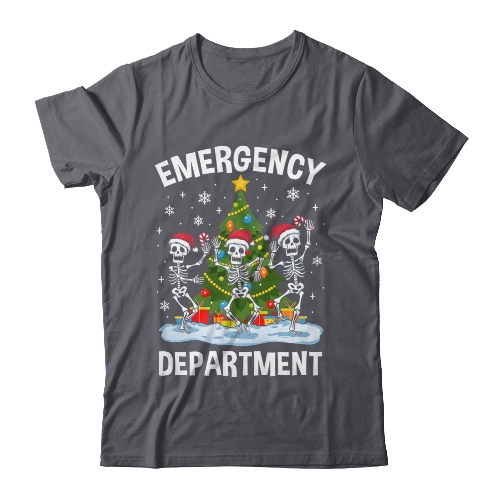 Emergency Department Christmas Holiday Skeleton Nurse ER ED Shirt