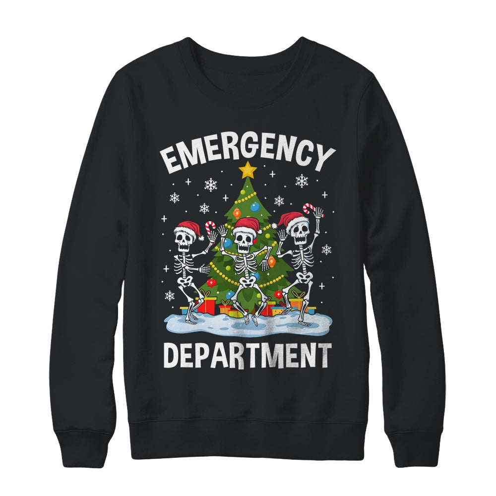Emergency Department Christmas Holiday Skeleton Nurse ER ED Shirt & Sweatshirt | teecentury