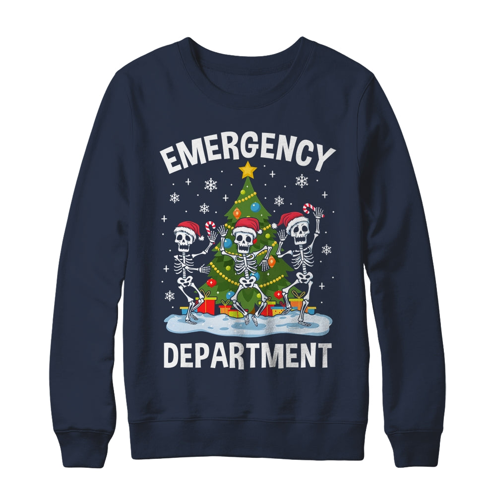 Emergency Department Christmas Holiday Skeleton Nurse ER ED Shirt & Sweatshirt | teecentury