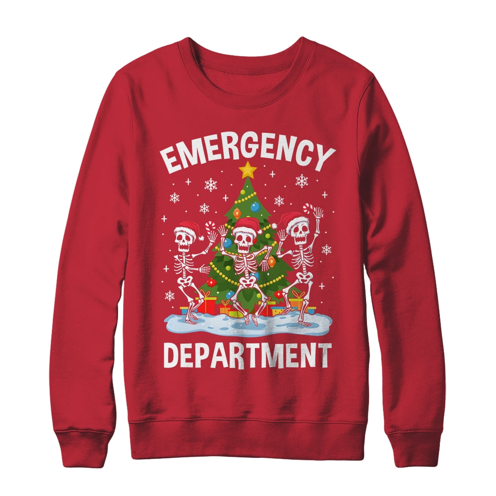 Emergency Department Christmas Holiday Skeleton Nurse ER ED Shirt & Sweatshirt | teecentury