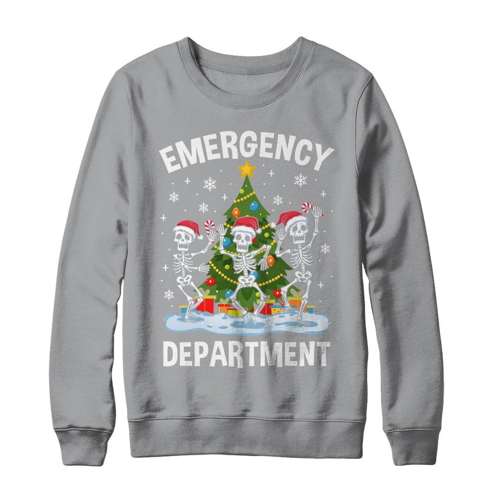 Emergency Department Christmas Holiday Skeleton Nurse ER ED Shirt & Sweatshirt | teecentury