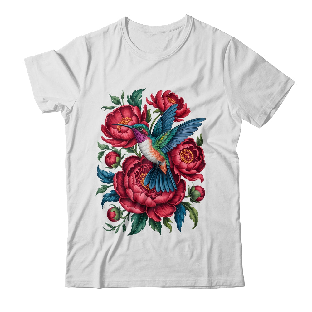 Enchanted Hummingbird Rose Cottagecore Vintage Floral Bird Shirt & Tank Top | teecentury