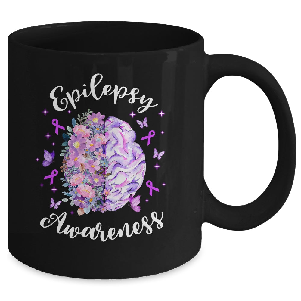 Epilepsy Awareness Month We Wear Purple Brain Flower Mug | teecentury