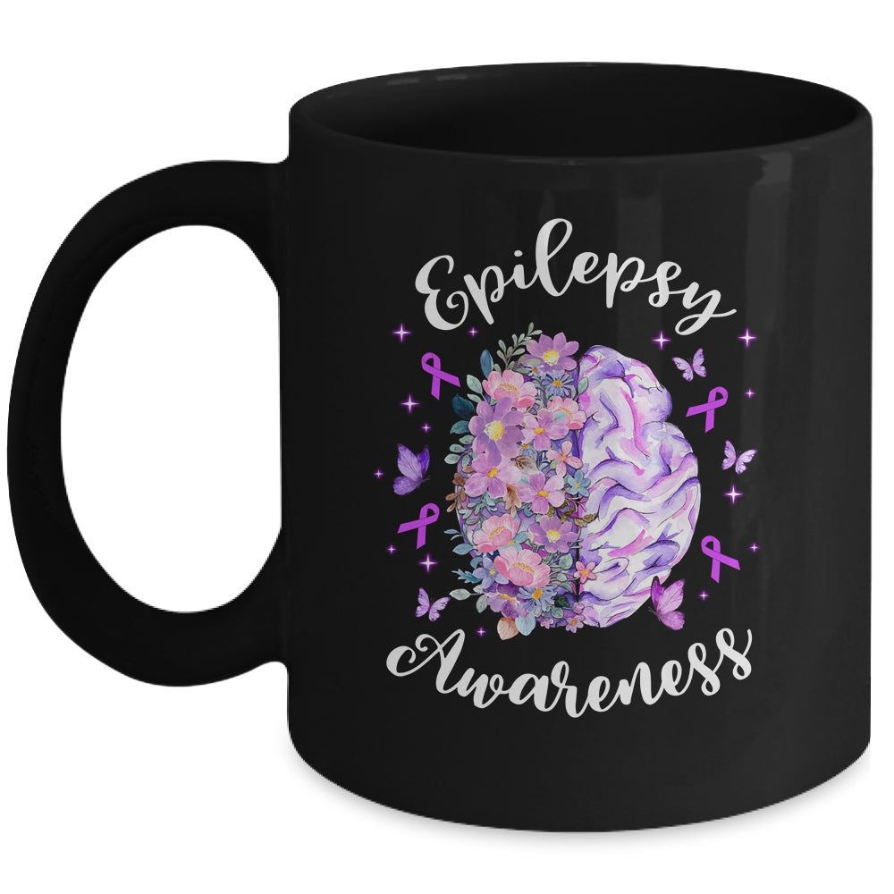Epilepsy Awareness Month We Wear Purple Brain Flower Mug | teecentury