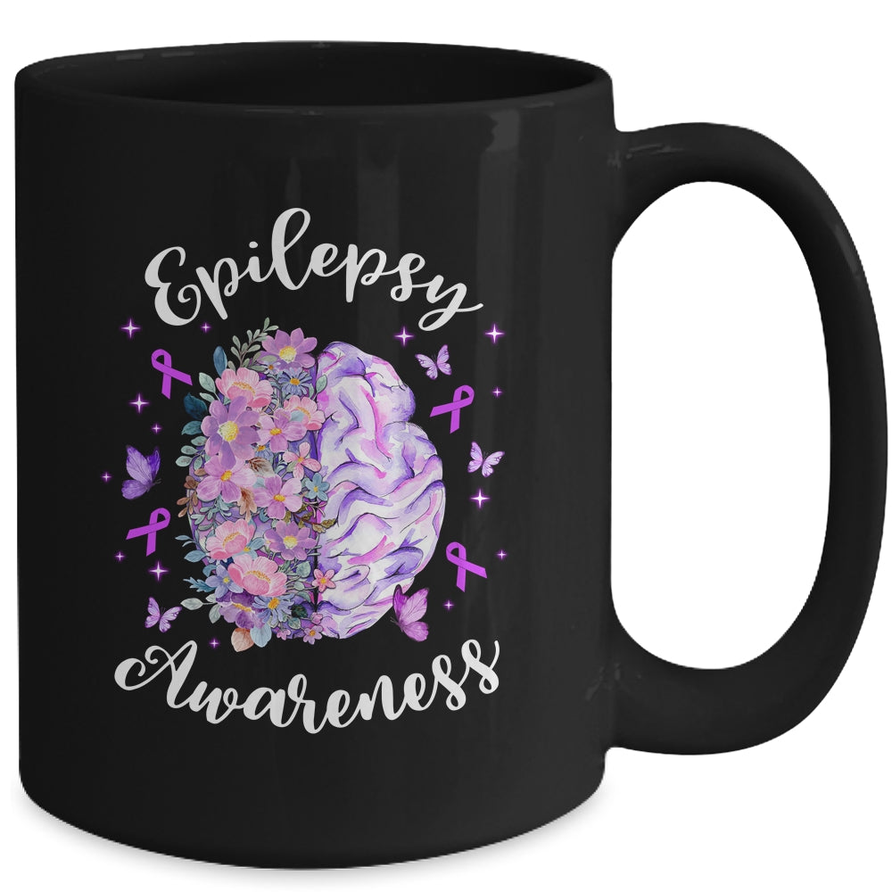 Epilepsy Awareness Month We Wear Purple Brain Flower Mug | teecentury