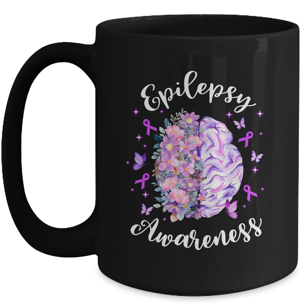 Epilepsy Awareness Month We Wear Purple Brain Flower Mug | teecentury