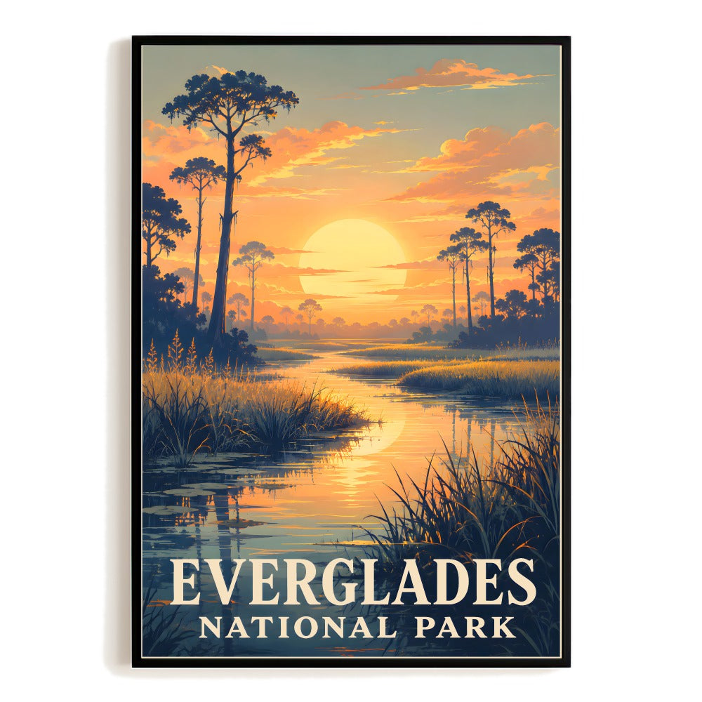 Everglades National Park Travel Gift Poster Vintage Sunset Wetland Landscape Wall Art Decor For Nature Lovers Home Office Living Room Bedroom Souvenir Print Unframed | teecentury