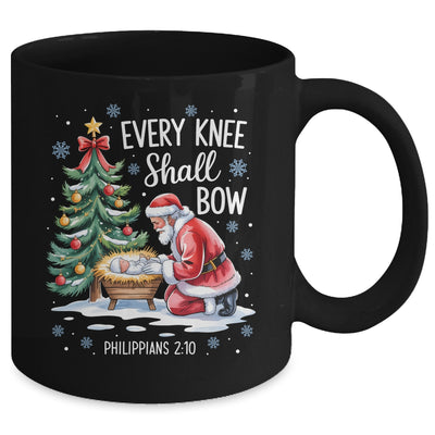 Every Knee Shall Bow Santa Christmas Christian Faith Xmas Mug | teecentury