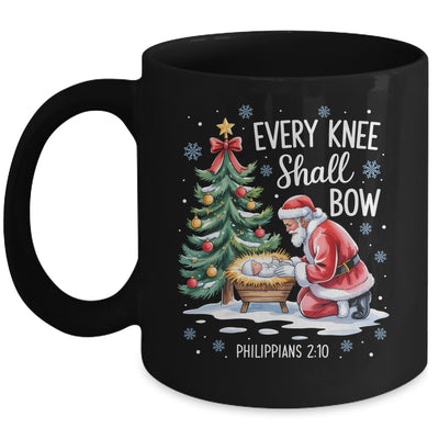 Every Knee Shall Bow Santa Christmas Christian Faith Xmas Mug | teecentury