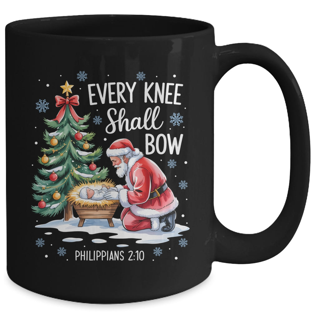 Every Knee Shall Bow Santa Christmas Christian Faith Xmas Mug | teecentury