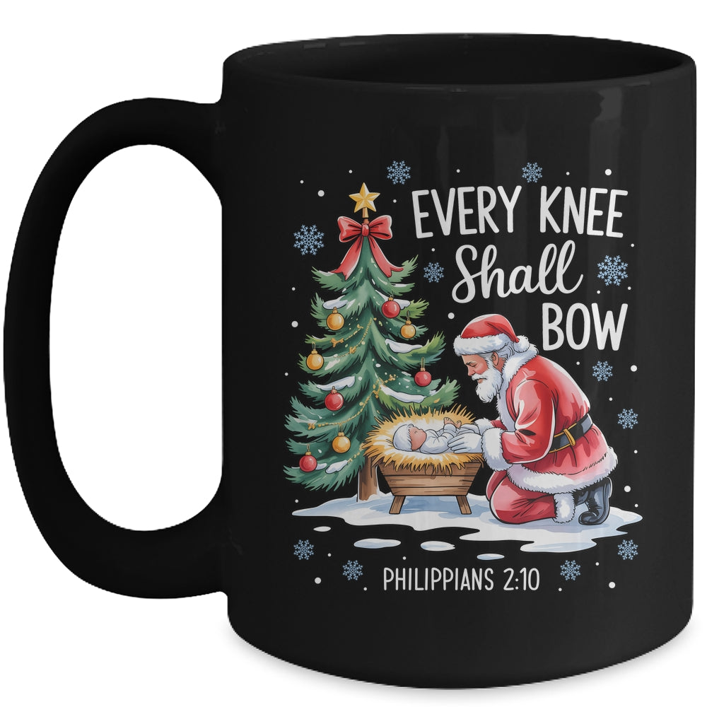 Every Knee Shall Bow Santa Christmas Christian Faith Xmas Mug | teecentury