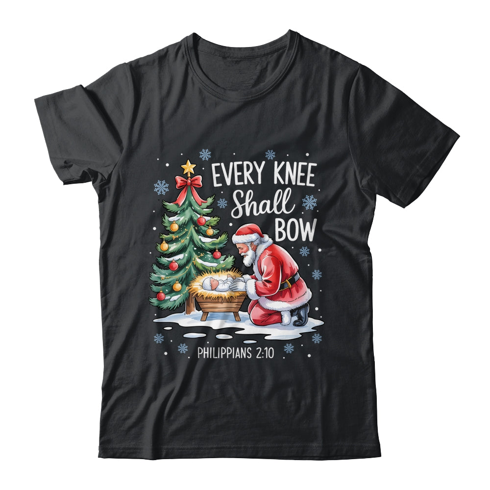 Every Knee Shall Bow Santa Christmas Christian Faith Xmas Shirt & Sweatshirt | teecentury