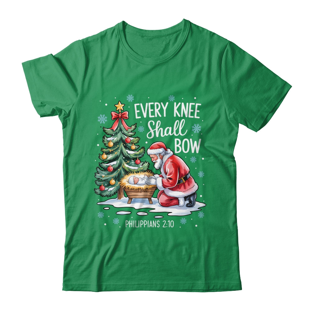 Every Knee Shall Bow Santa Christmas Christian Faith Xmas Shirt & Sweatshirt | teecentury