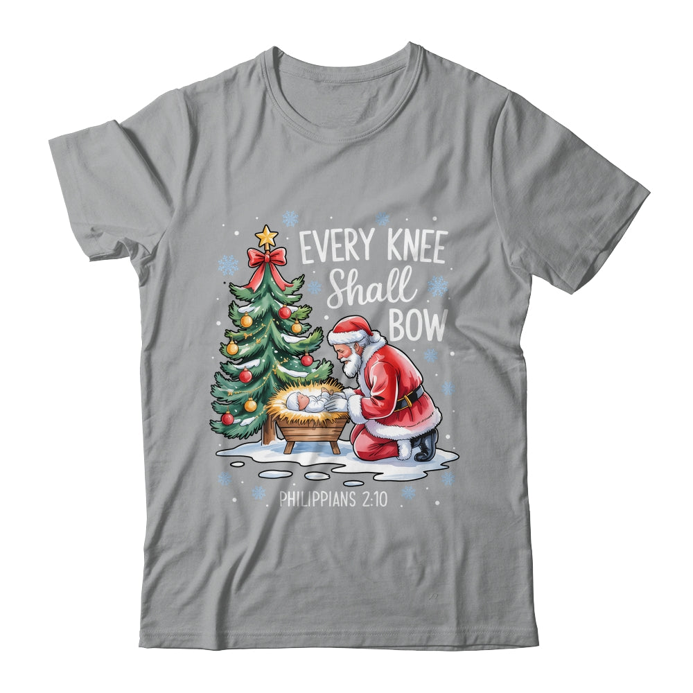 Every Knee Shall Bow Santa Christmas Christian Faith Xmas Shirt & Sweatshirt | teecentury
