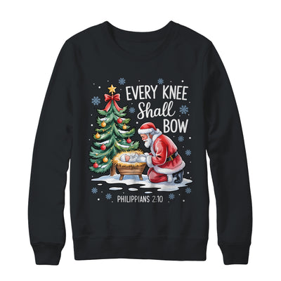 Every Knee Shall Bow Santa Christmas Christian Faith Xmas Shirt & Sweatshirt | teecentury