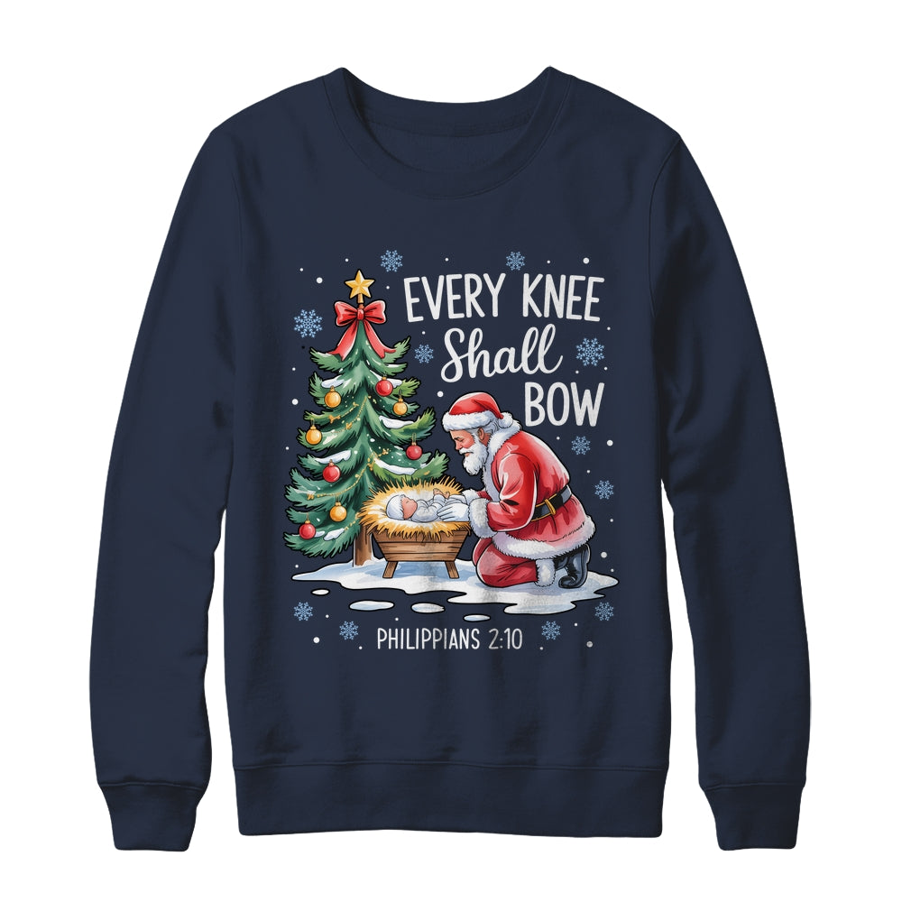Every Knee Shall Bow Santa Christmas Christian Faith Xmas Shirt & Sweatshirt | teecentury