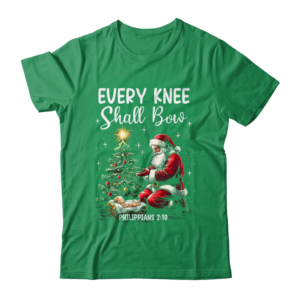 Every Knee Shall Bow Santa Christmas Nativity Scene Xmas Shirt & Sweatshirt | teecentury