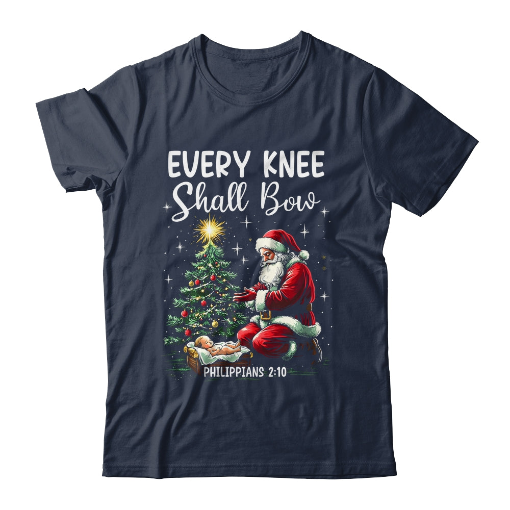 Every Knee Shall Bow Santa Christmas Nativity Scene Xmas Shirt & Sweatshirt | teecentury