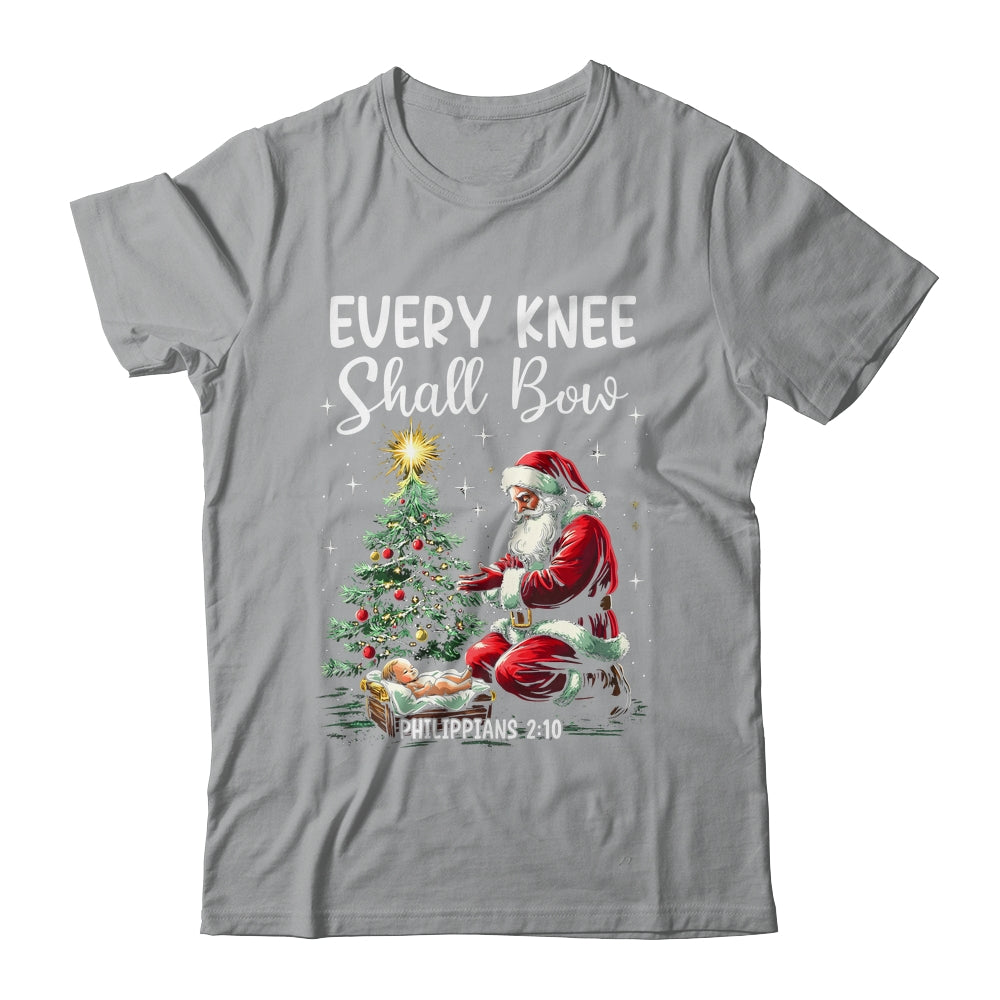 Every Knee Shall Bow Santa Christmas Nativity Scene Xmas Shirt & Sweatshirt | teecentury