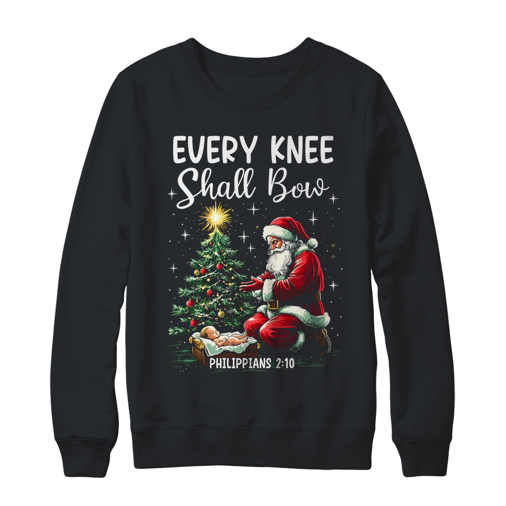 Every Knee Shall Bow Santa Christmas Nativity Scene Xmas Shirt & Sweatshirt | teecentury