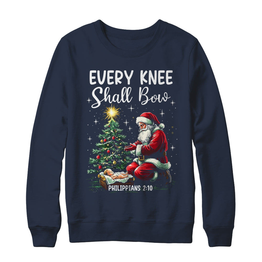 Every Knee Shall Bow Santa Christmas Nativity Scene Xmas Shirt & Sweatshirt | teecentury