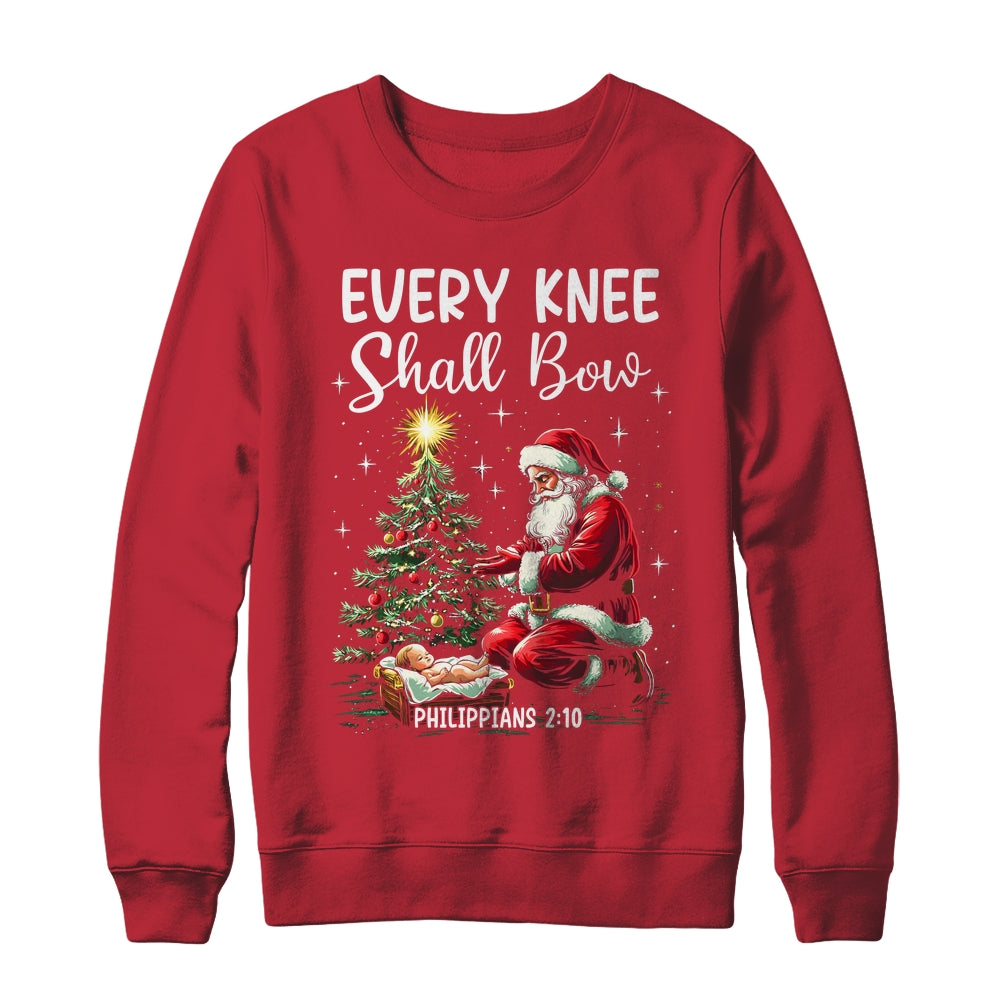 Every Knee Shall Bow Santa Christmas Nativity Scene Xmas Shirt & Sweatshirt | teecentury