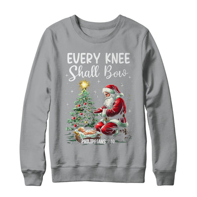 Every Knee Shall Bow Santa Christmas Nativity Scene Xmas Shirt & Sweatshirt | teecentury