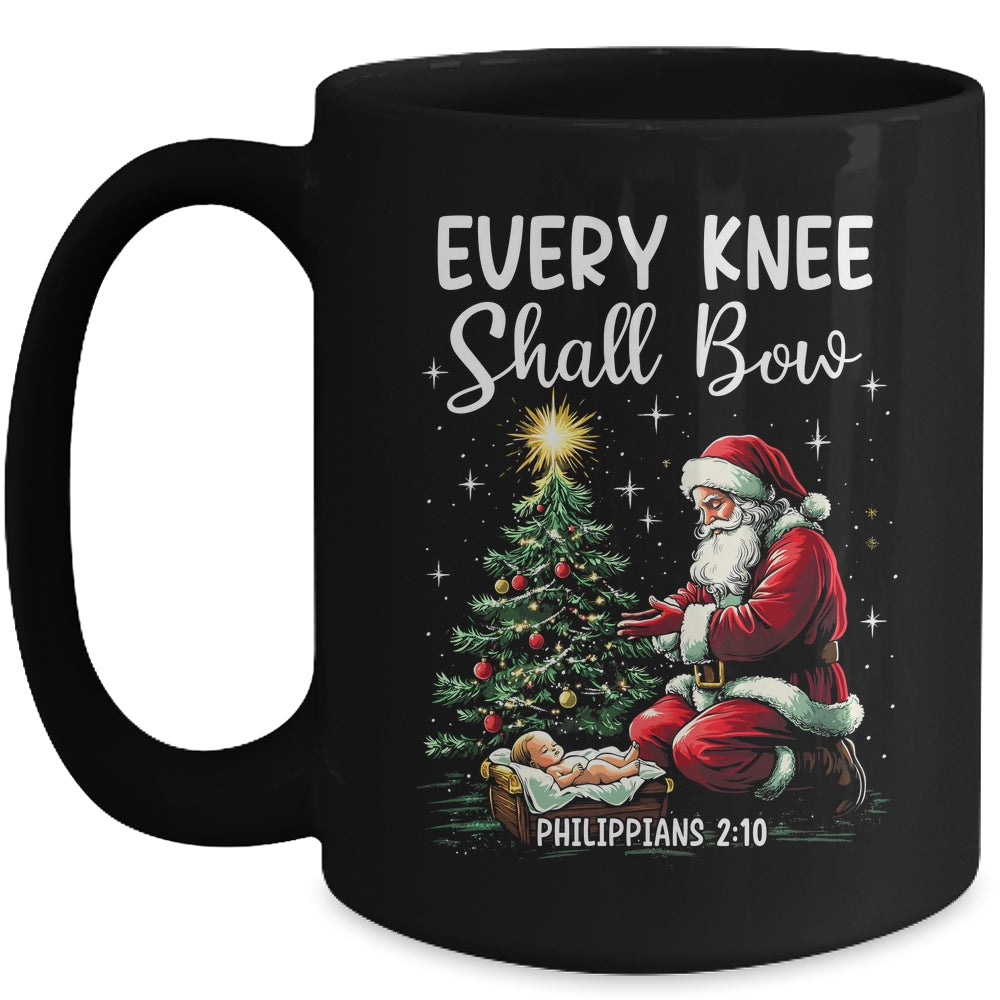 Every Knee Shall Bow Santa Christmas Nativity Scene Xmas Mug | teecentury