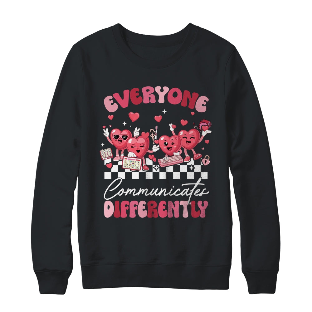 Everyone Communicates Differently Autism Valentines Shirt & Sweatshirt | teecentury